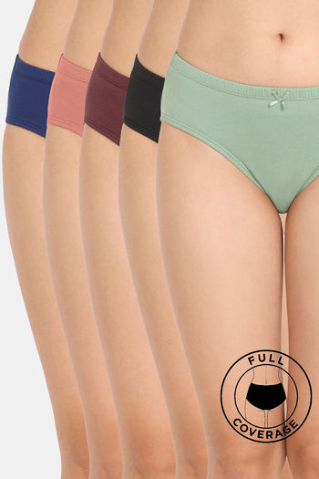 Buy Rosaline Cotton Comfort Medium Rise Full Coverage Hipster Panty (Pack of 5) - Multicolor